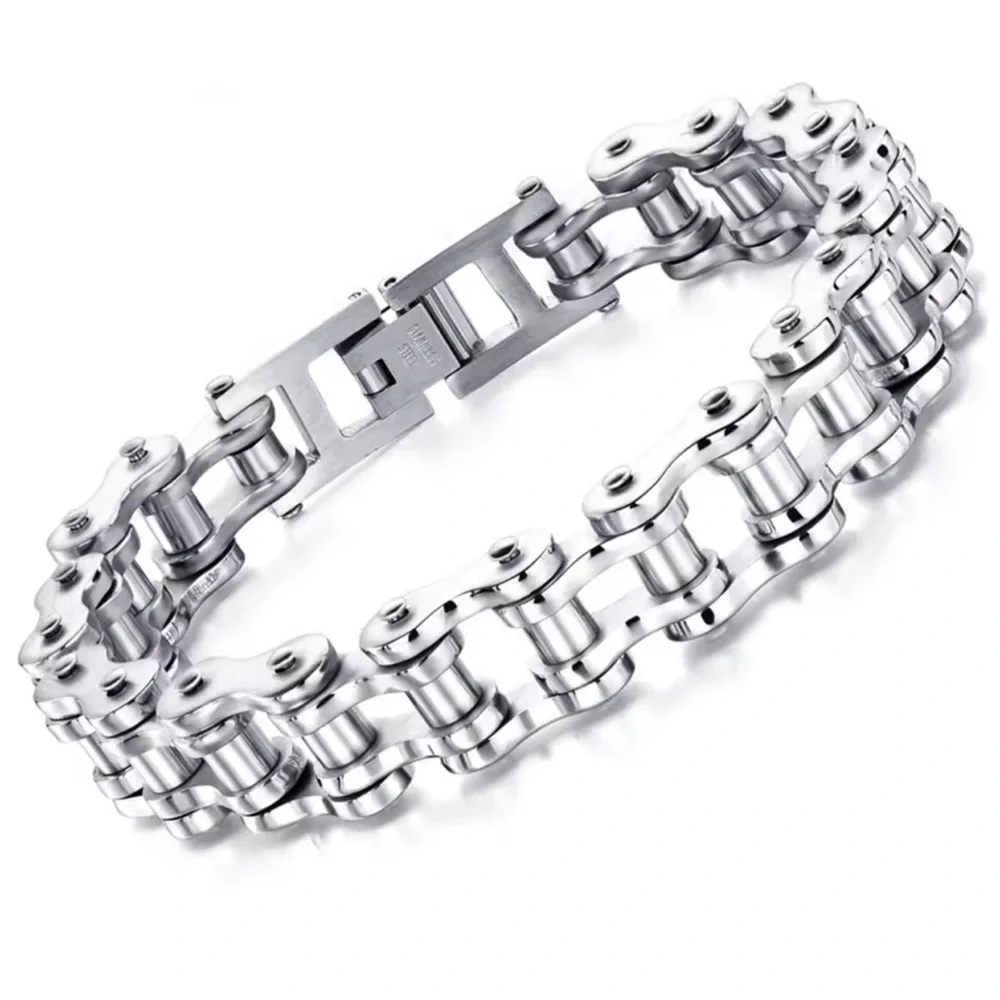 Biker 316L Stainless Steel Mens Bracelet 8” watchmaker Bracelet
